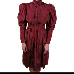 Vintage Gunne Sax by Jessica Dress Womens 9 Wine Prairie Victorian Cottagecore